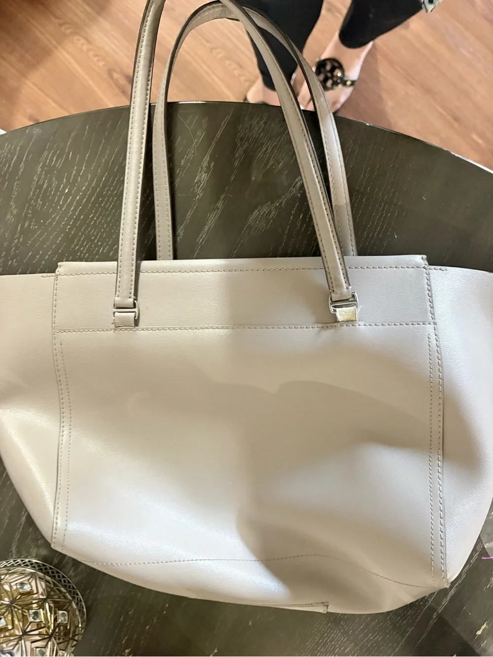 Tory Burch Grey Leather Tote with Front Pocket